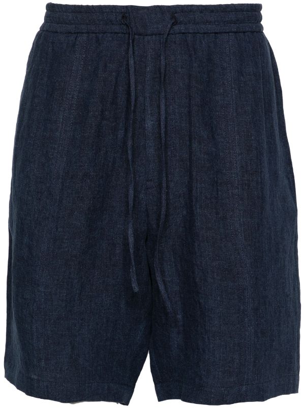 Emporio Armani wide leg Linen Shorts Farfetch