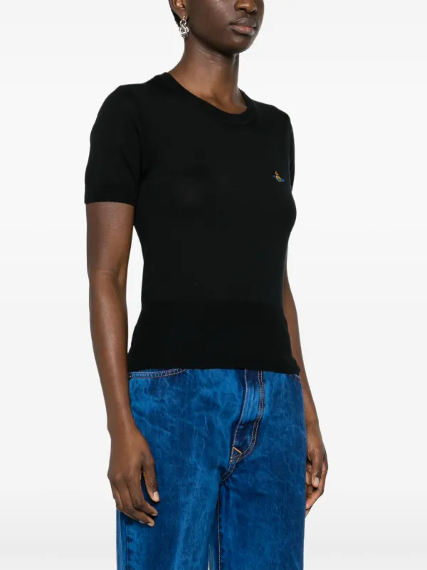 ヴィヴィアン　オーブ　トップス Vivienne Westwood Orb-embroidered Knitted Top | Black | FARFETCH