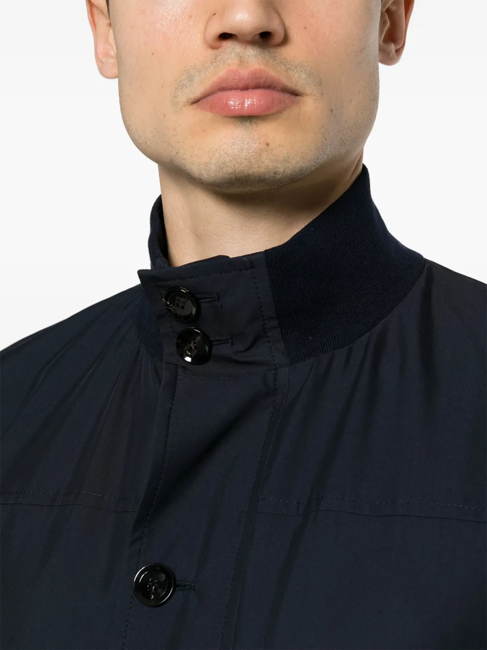 Shop Brioni Long-sleeve Silk Jacket In Blue