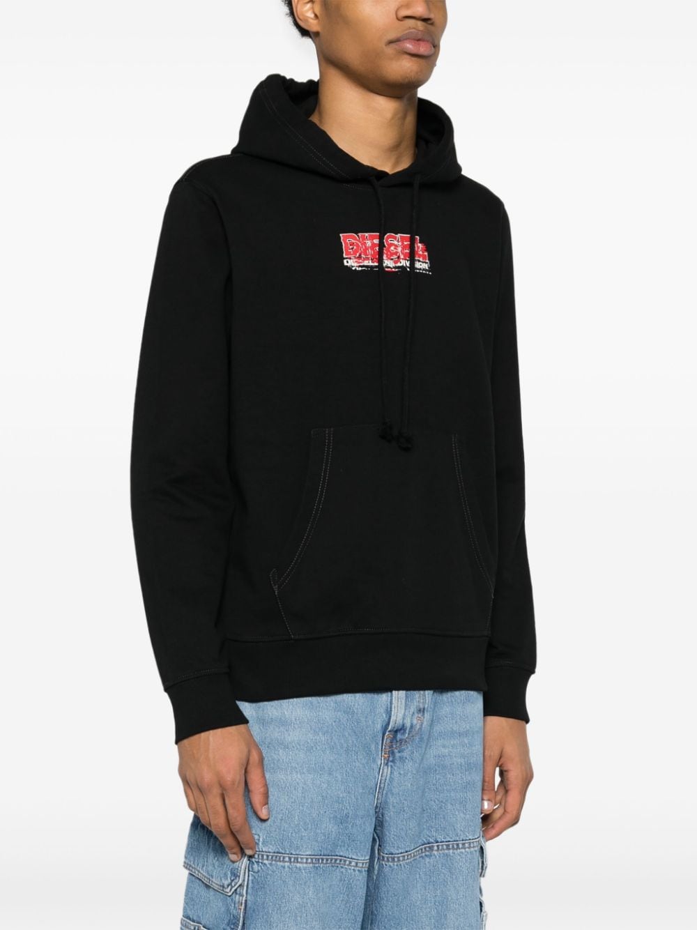 Diesel S-Ginn-Hood-K37 hoodie met logoprint Zwart