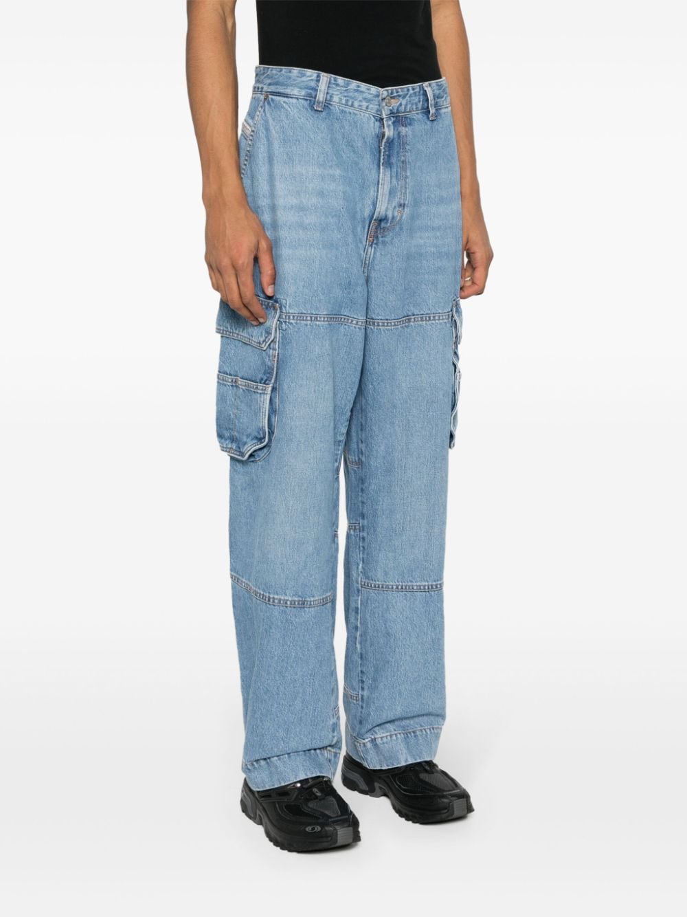 Shop Diesel D-fish-cargo Straight-leg Jeans In Blue