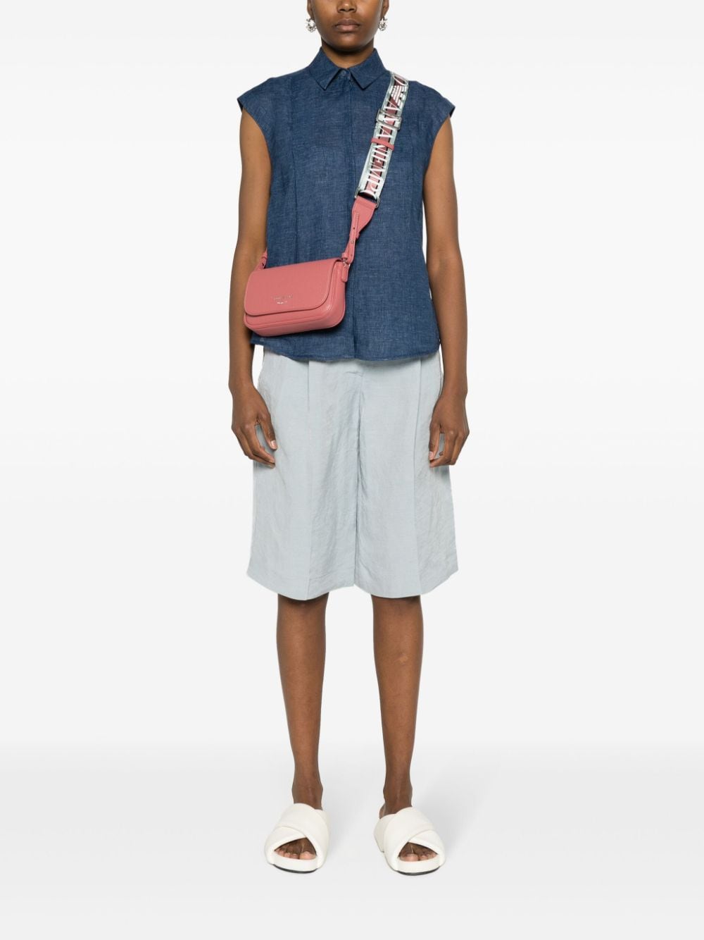 Shop Emporio Armani Logo-print Shoulder Bag In Pink