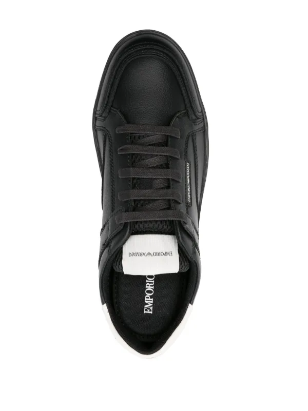 Emporio Armani lace up Leather Sneakers Black FARFETCH AE