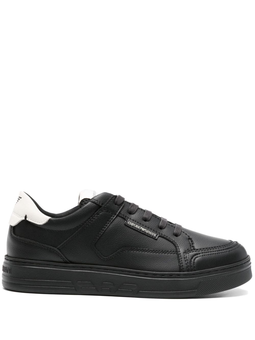 emporio armani baskets en cuir à lacets - noir