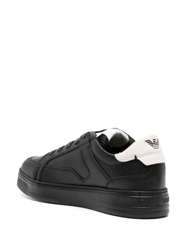 Emporio Armani lace up Leather Sneakers Black FARFETCH AE