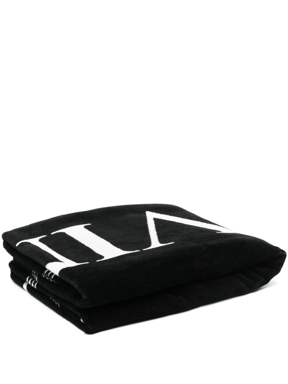 Lanvin Logo-jacquard Cotton Beach Towel In Black