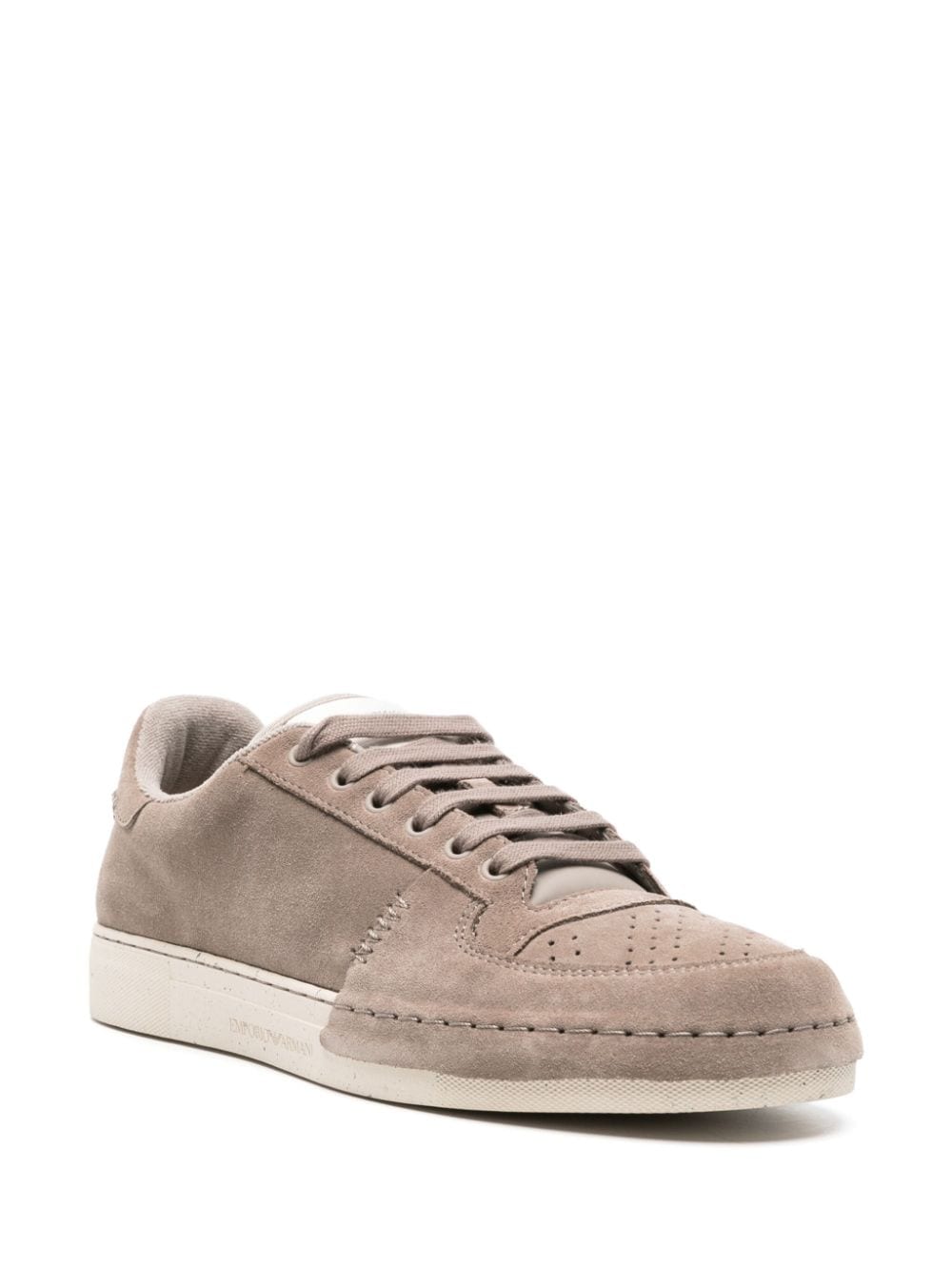 Shop Emporio Armani Lace-up Suede Sneakers In Brown