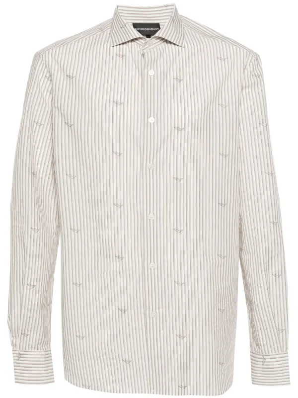 Emporio Armani logo print Striped Shirt Farfetch