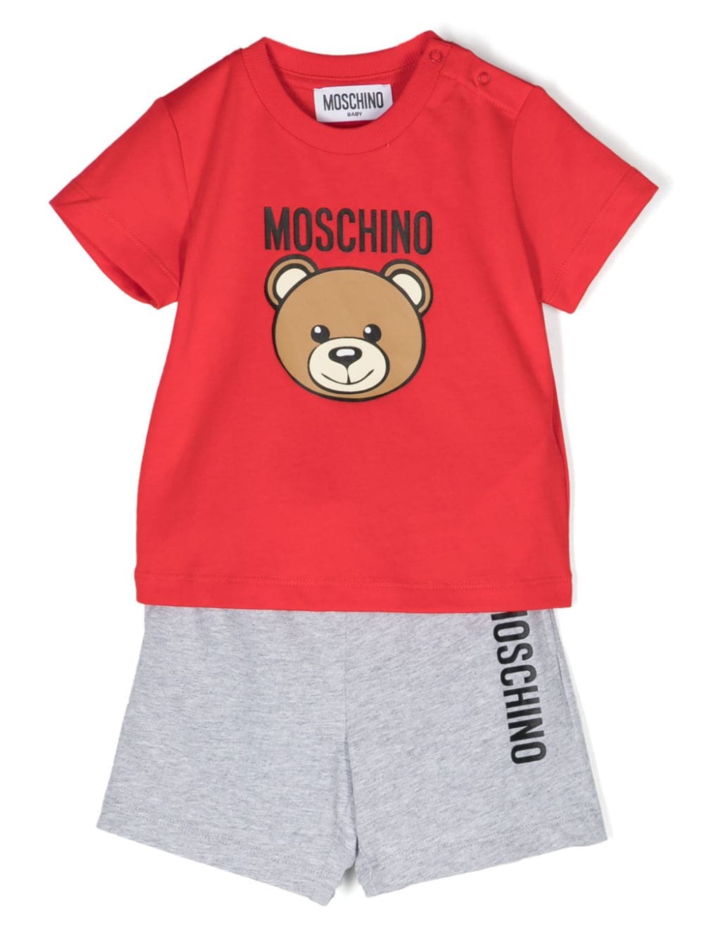 Moschino Babies' Teddy Bear 印花棉运动套装 In Red