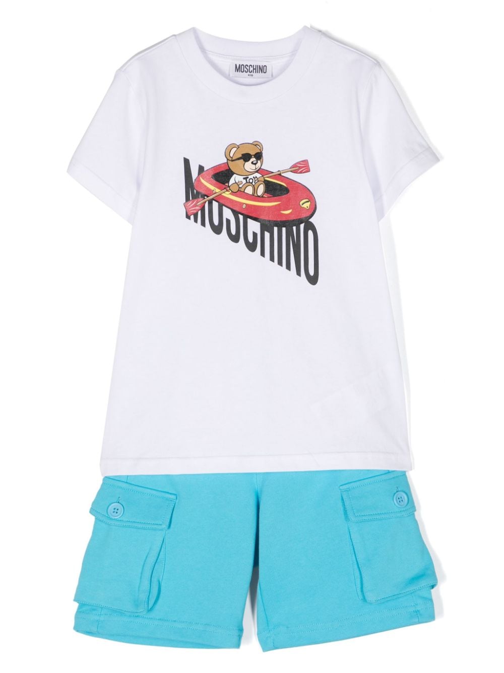 Moschino Kids Top en shorts met teddybeerprint Wit