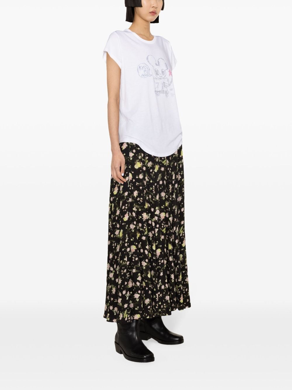 Shop Zadig & Voltaire Graphic-print Mélange T-shirt In 白色