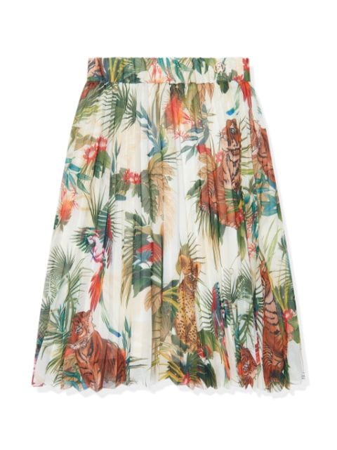 Roberto Cavalli Junior jungle-print silk skirt