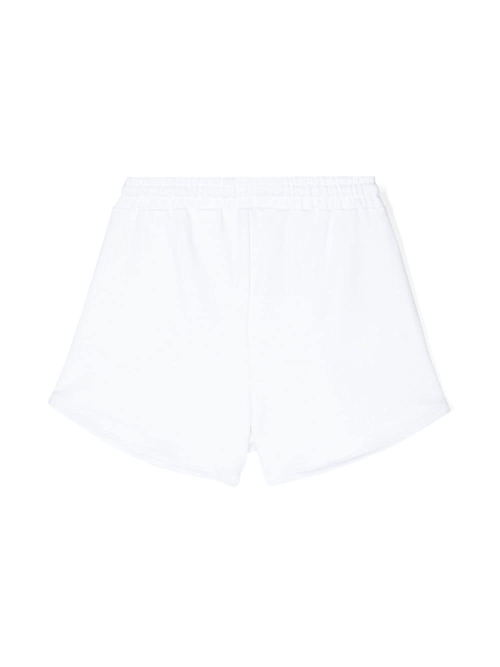 Shop Msgm Logo-print Cotton Shorts In White