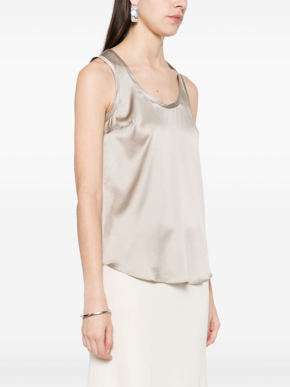 Shop Brunello Cucinelli Stretch-silk Tank Top In Green