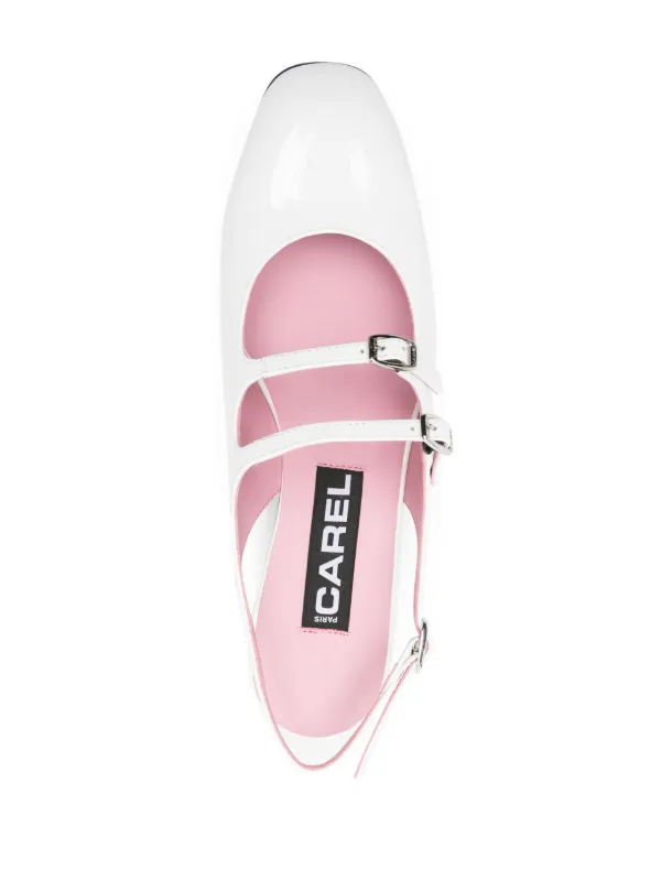 Carel Paris 20mm Peche Patent Mary Jane Pumps | White | FARFETCH