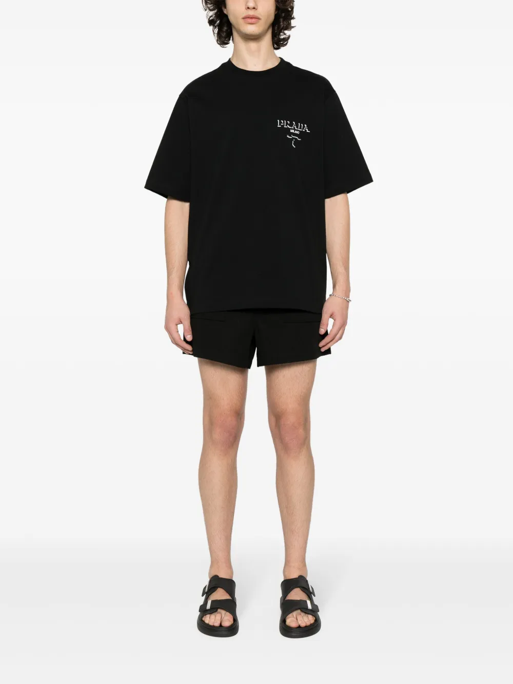 Prada logo-print cotton T-shirt - Zwart