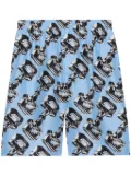 Gucci 3D Glass Horsebit-print silk shorts - Blue