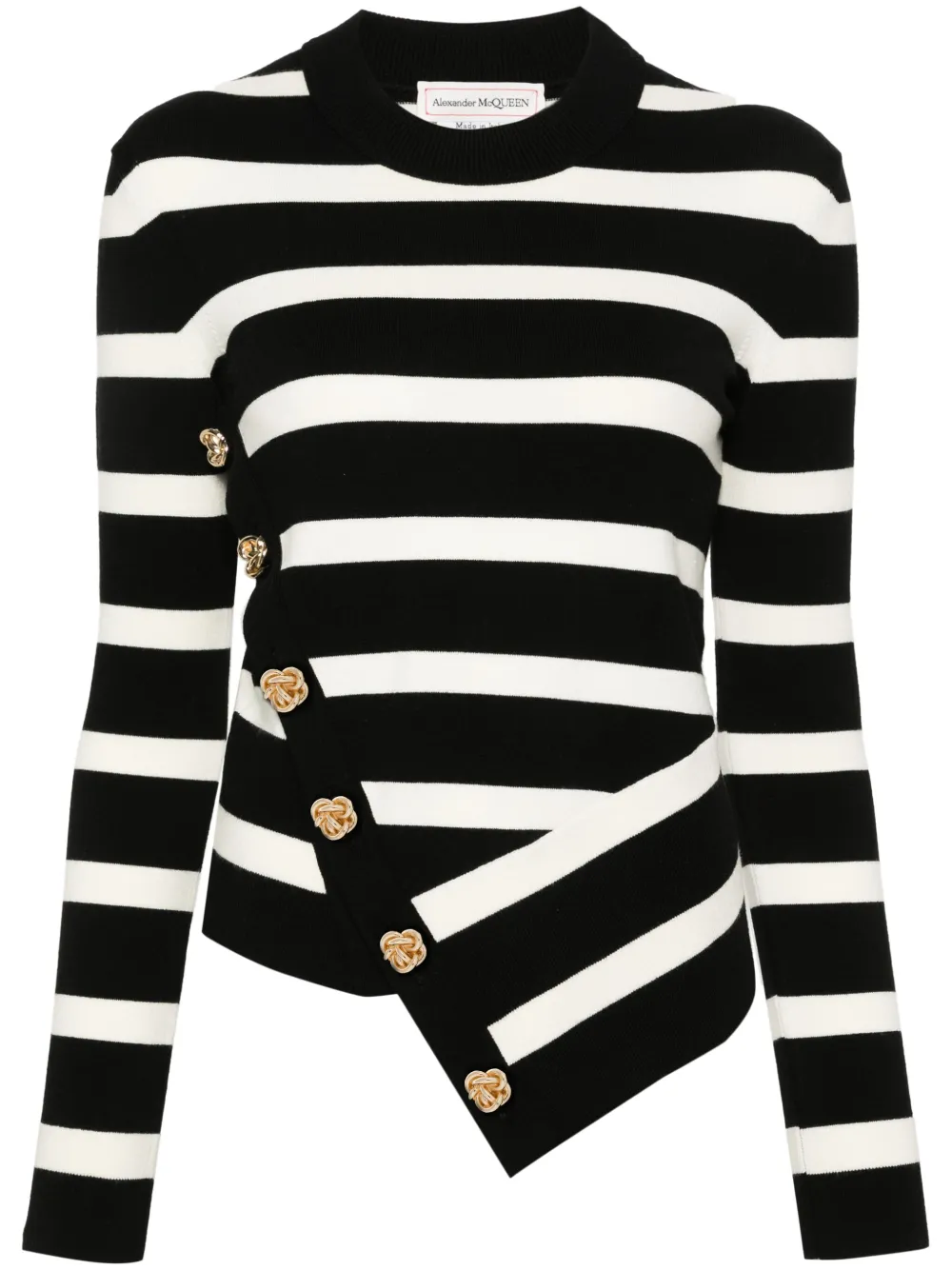 Alexander Mcqueen Striped Long-sleeve Jumper In Black