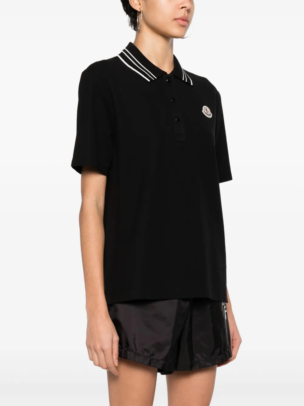 Shop Moncler Logo-patch Polo Shirt In Schwarz