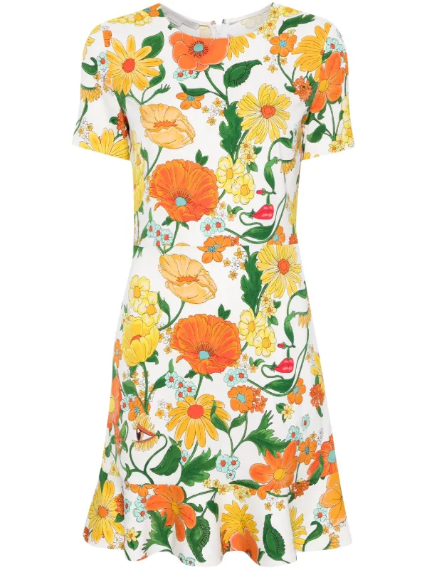stella mccartney peplum dress Stella McCartney floral-print Peplum Dress | White