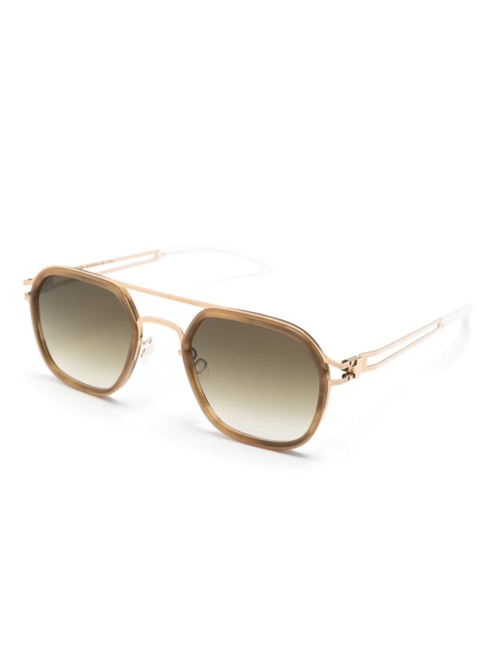 Shop Mykita Leeland Pilot-frame Sunglasses In 褐色