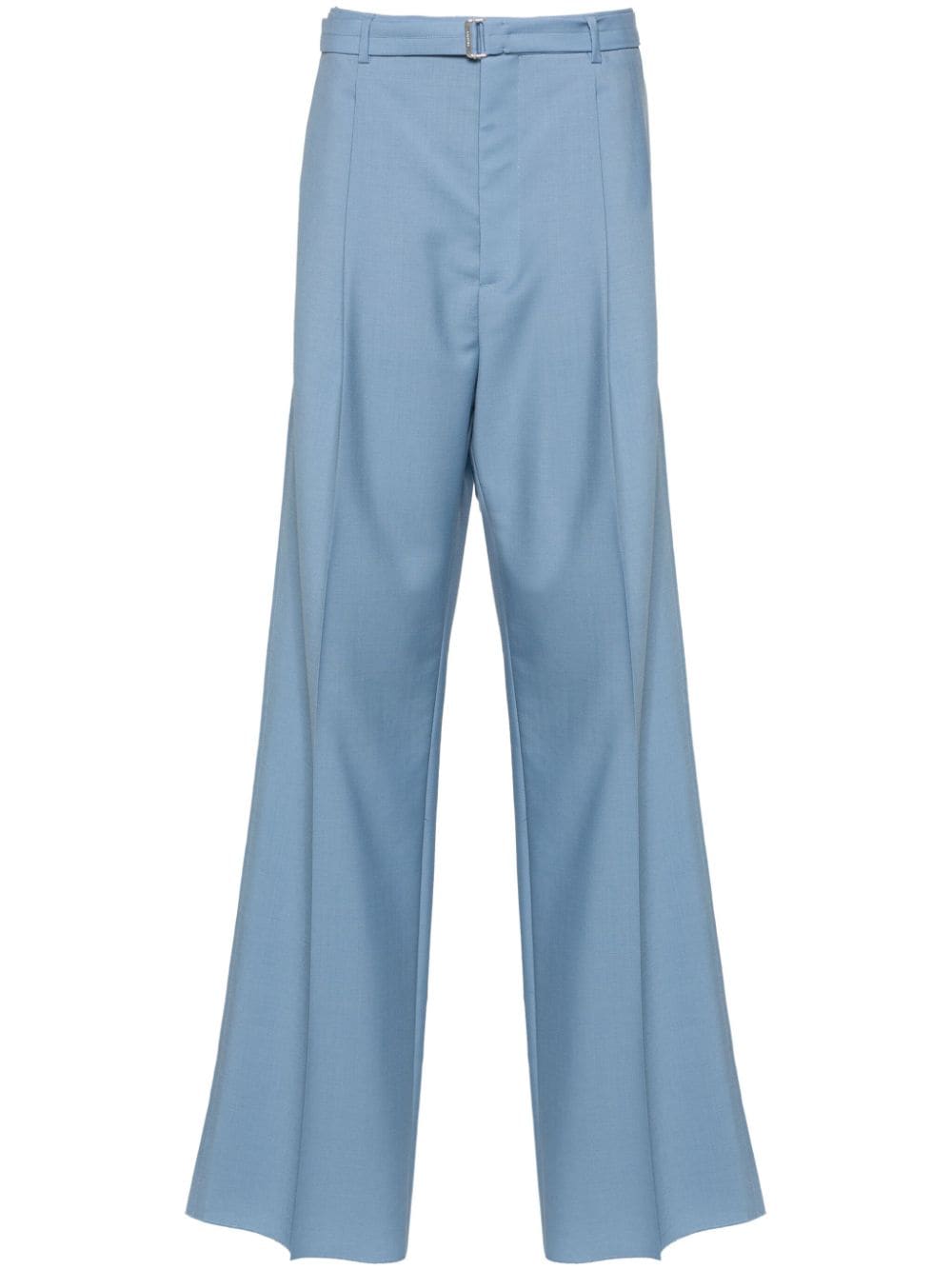 Shop Lanvin Wide-leg Wool Trousers In Blue