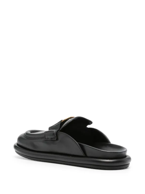 Moncler Bell Leather Mules | Black | FARFETCH