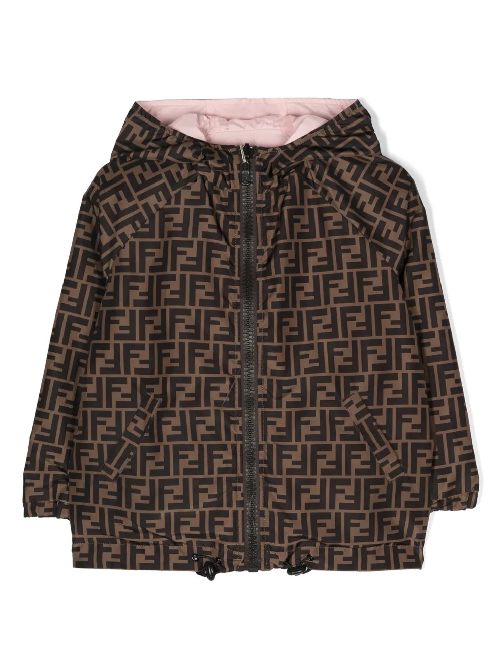 Shop Fendi Ff Hooded Jacket In Pink