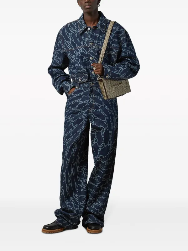 Gucci Wavy GGプリント デニムジャケット | ブルー | FARFETCH JP