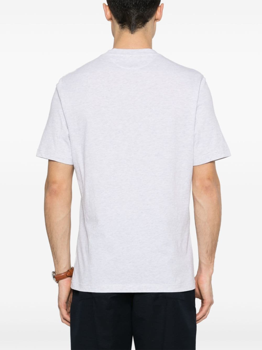 Shop Brunello Cucinelli Logo-embroidered Cotton T-shirt In Grey