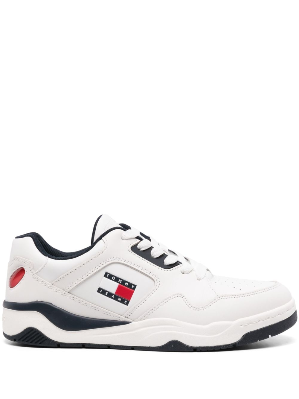 Tommy Jeans Logo-print Leather Sneakers In White