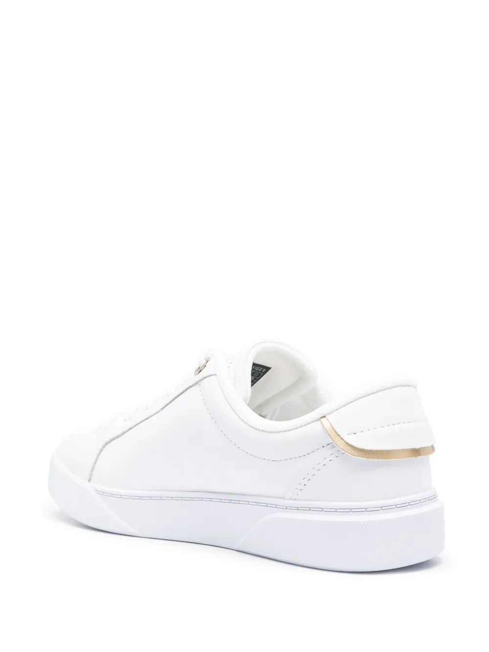 Shop Tommy Hilfiger Logo-plaque Leather Sneakers In White