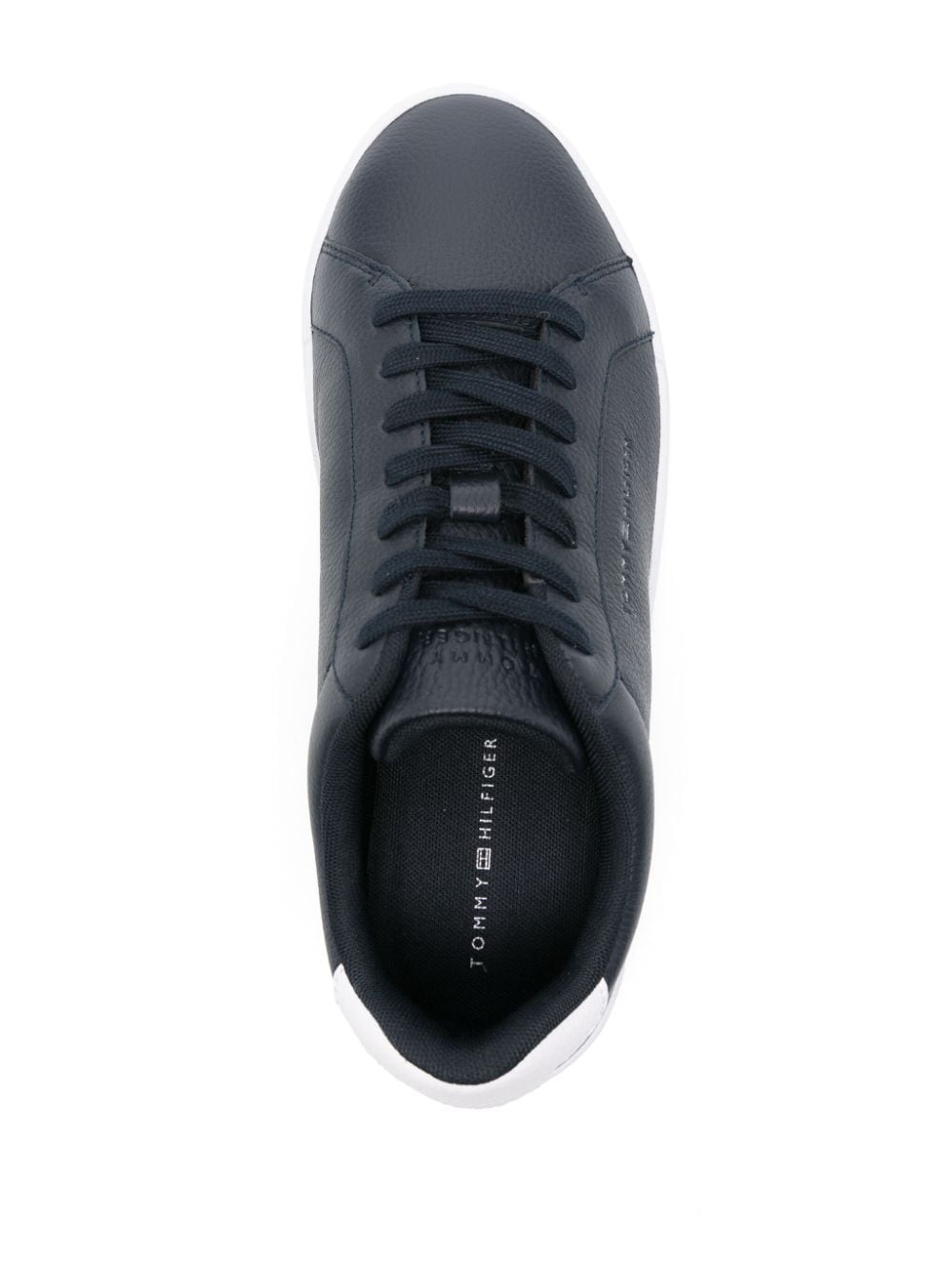 Shop Tommy Hilfiger Court Leather Sneakers In Blue