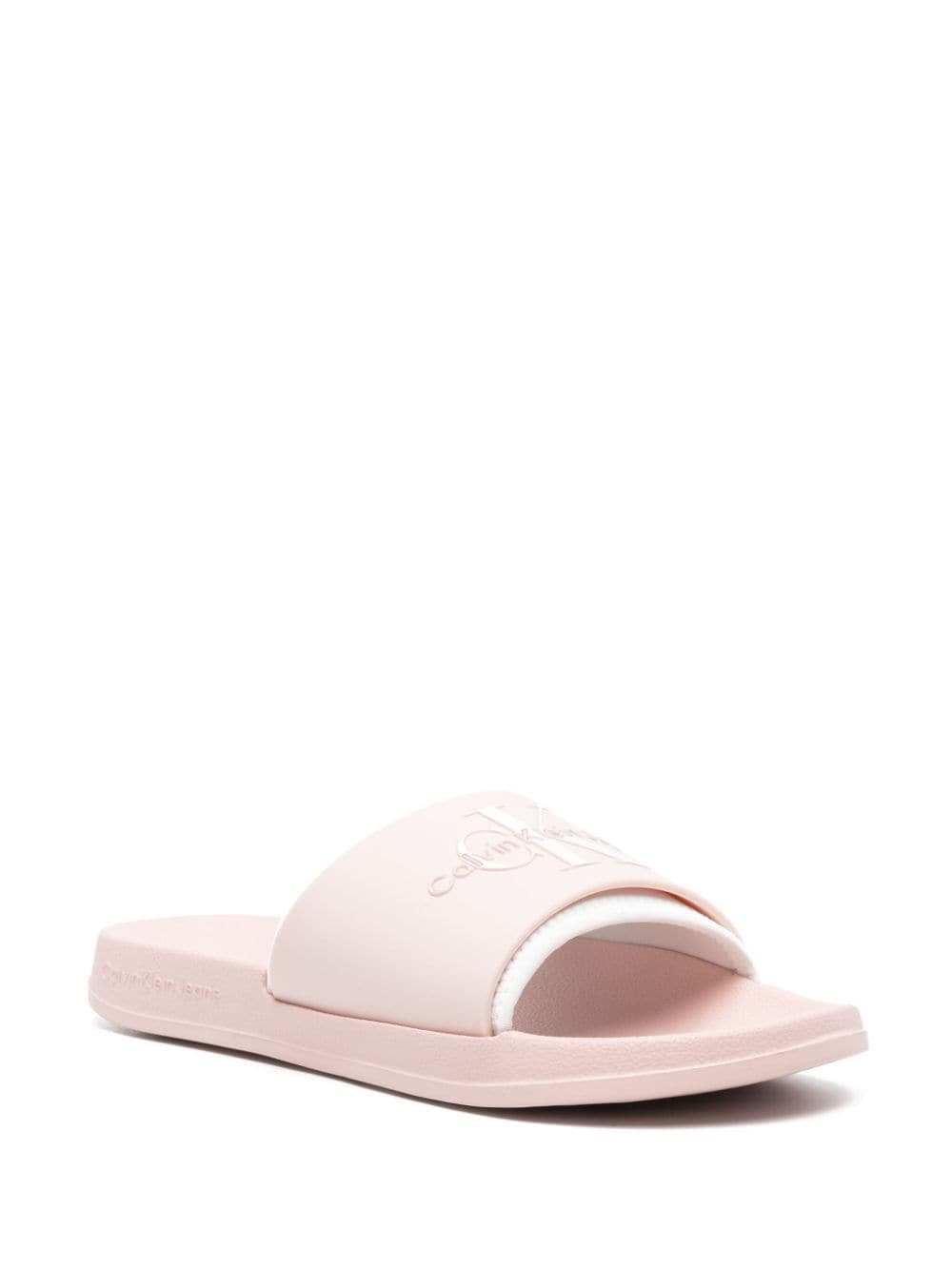 Shop Calvin Klein Jeans Est.1978 Logo-embossed Slides In Pink