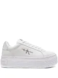 Calvin Klein Jeans logo-debossed leather flatform sneakers - White