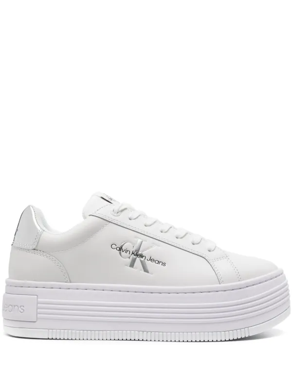 Calvin Klein Jeans logo-debossed Leather Flatform Sneakers