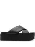 Calvin Klein Jeans logo-debossed flatform slides - Black