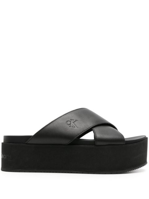 Calvin Klein Jeans logo-debossed flatform slides