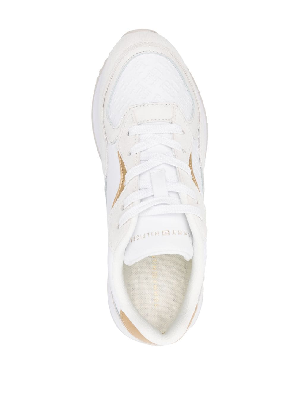 Shop Tommy Hilfiger Monogram-embossed Leather Sneakers In White
