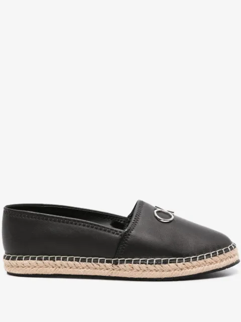 Calvin Klein logo-plaque leather espadrilles