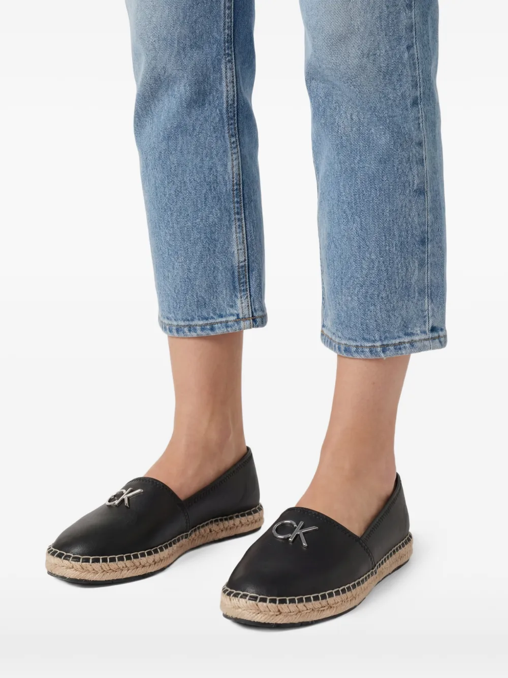 Calvin Klein Espadrilles met logoplakkaat Zwart