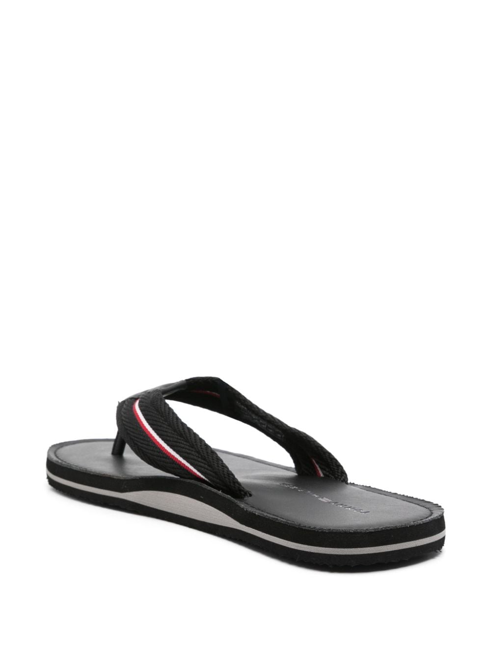 Shop Tommy Hilfiger Stripe-detail Flip Flops In Black