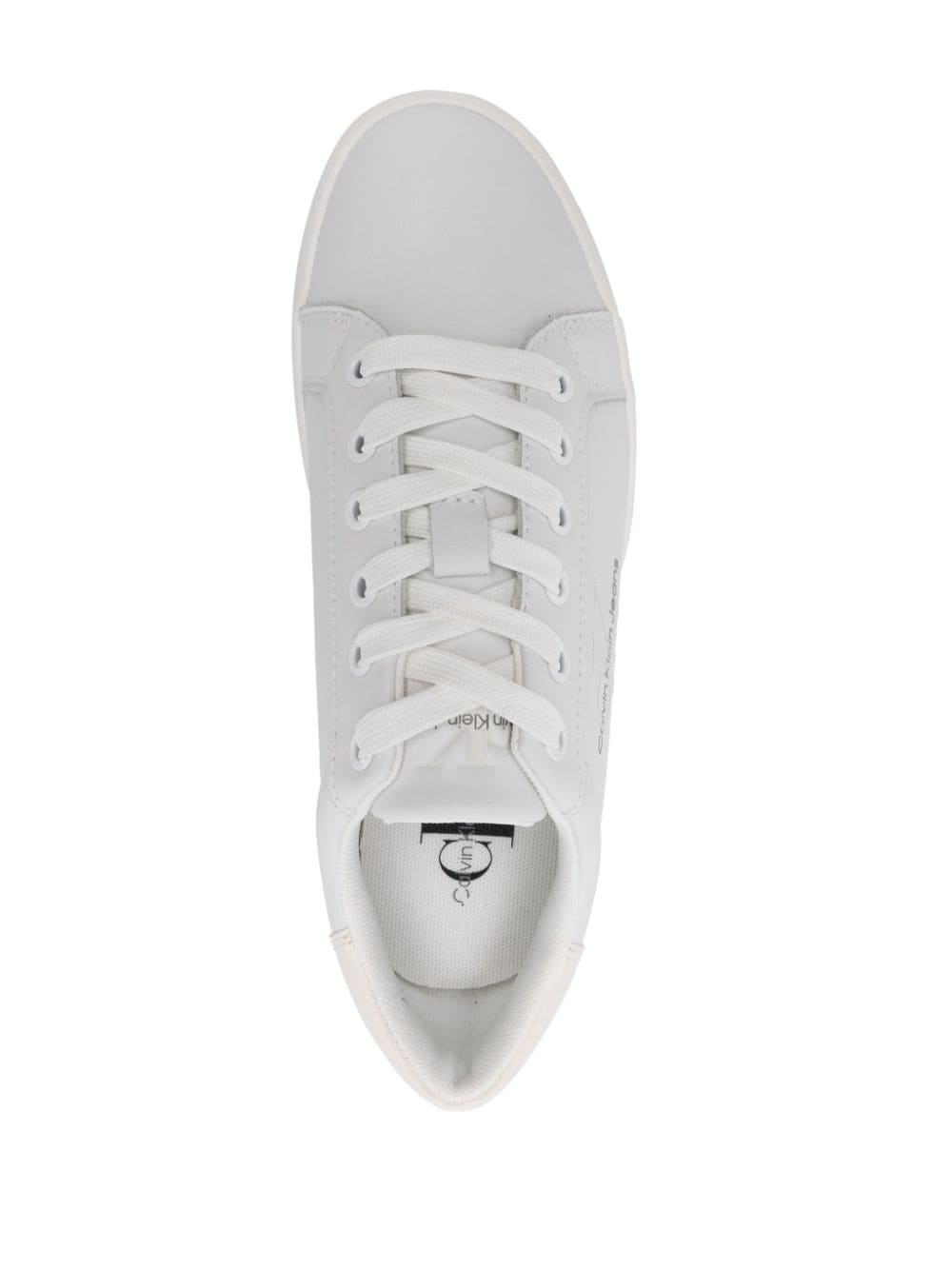 Shop Calvin Klein Jeans Est.1978 Logo-embossed Leather Sneakers In White