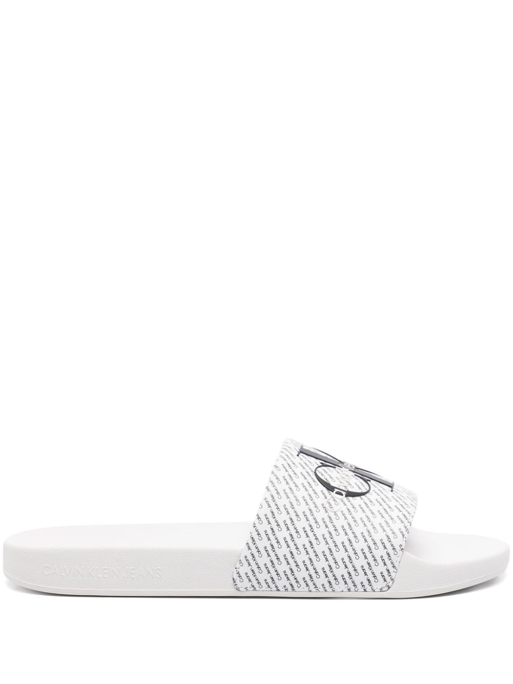 Calvin Klein Jeans monogram-print open-toe slides White