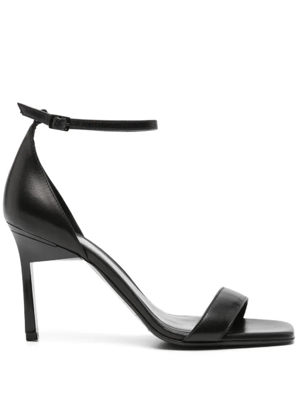 Ankle Strap Slippers Ck Calvin Klein 90mm Leather Sandals Black