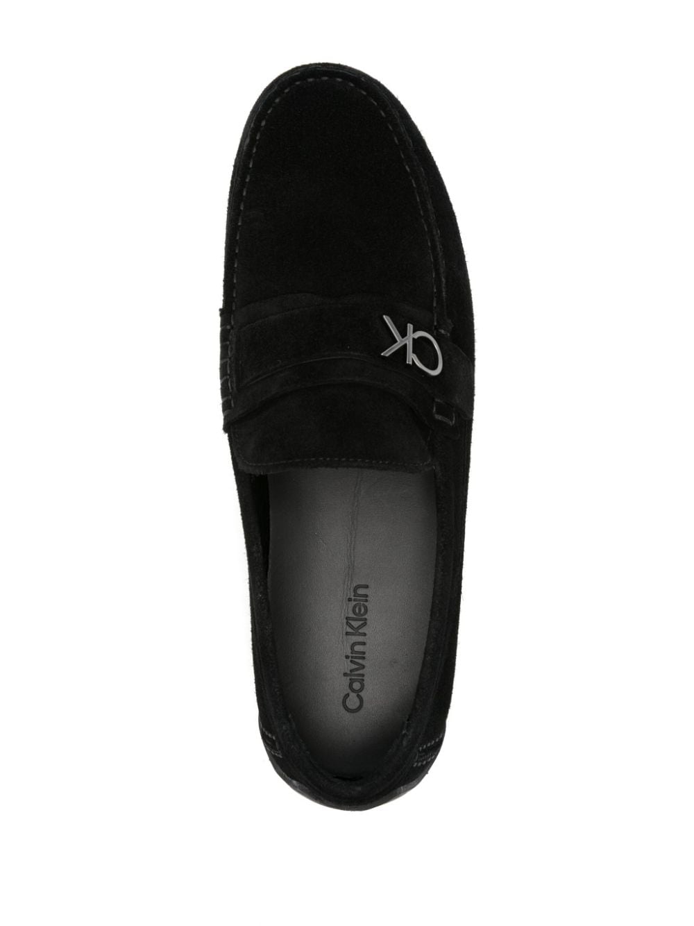 Shop Calvin Klein Driving Logo-plaque Loafers In Black