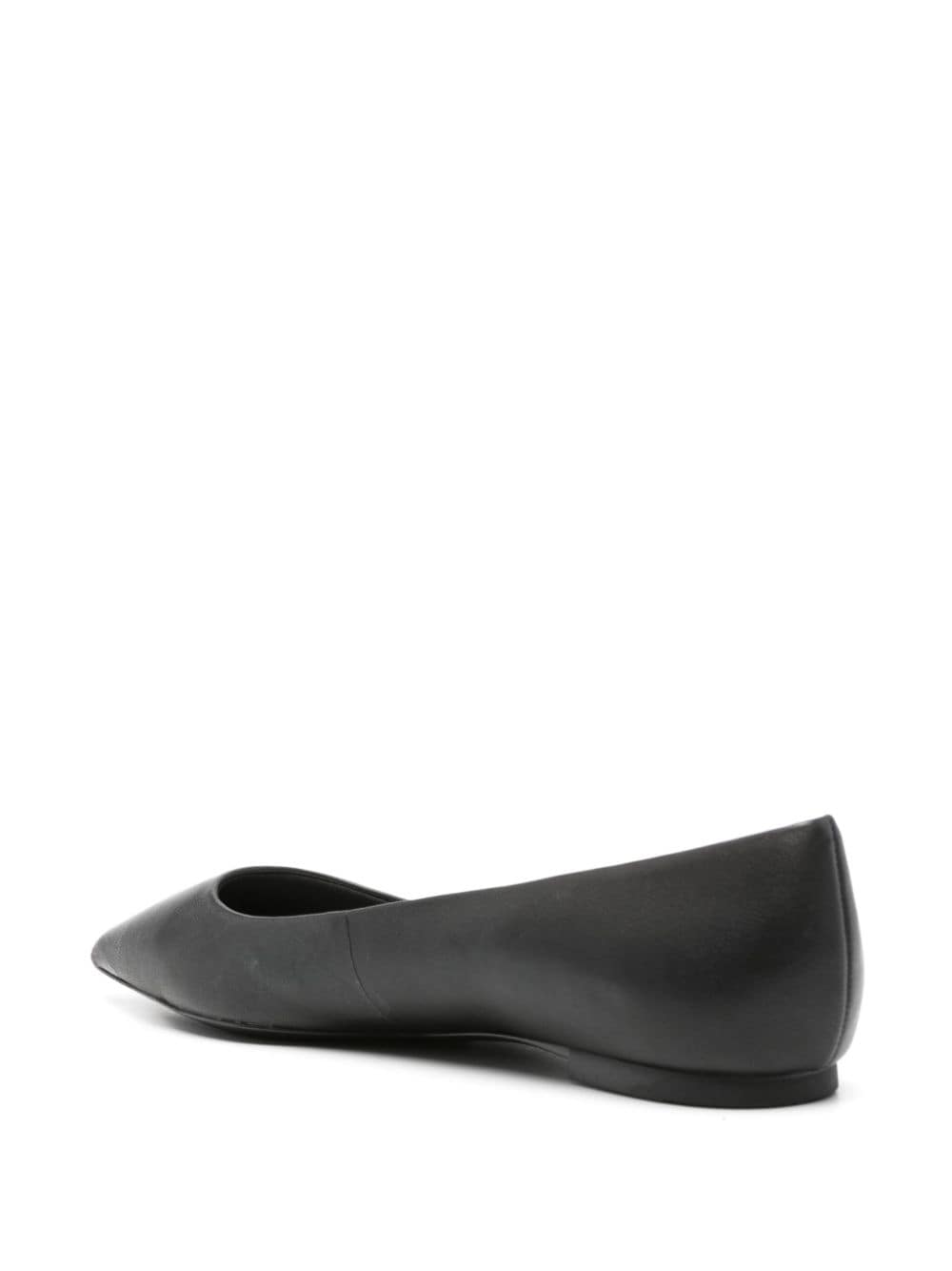 Shop Tommy Hilfiger Essential Pointed Leather Ballerina Shoes In Schwarz