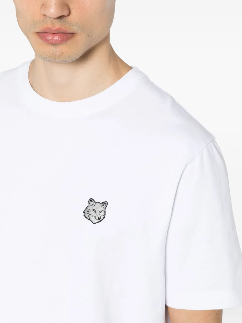 Maison Kitsuné T-shirt met vossen patroon Wit