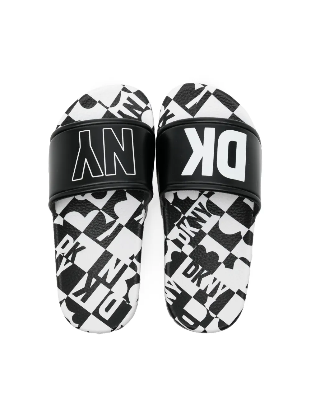 Shop Dkny Logo Print Slides In Black