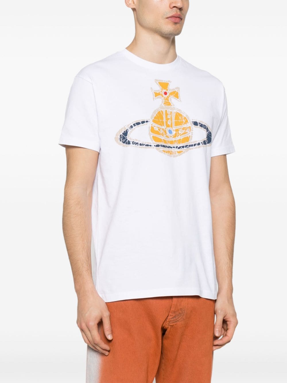 Shop Vivienne Westwood Orb Logo-print Cotton T-shirt In Weiss